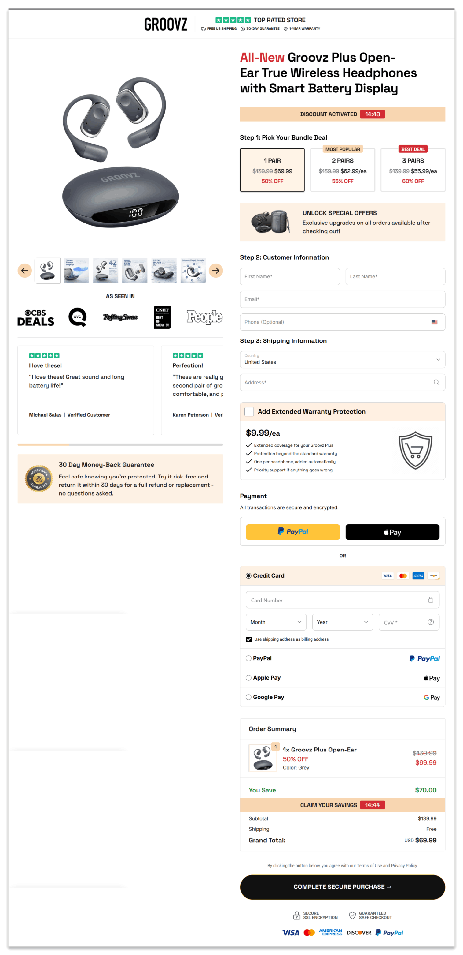 Groovz Earbuds secure checkout page